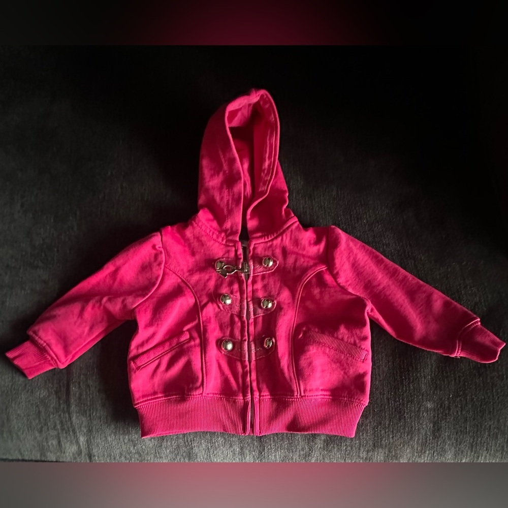 Pink Hooded Jacket with Button Details